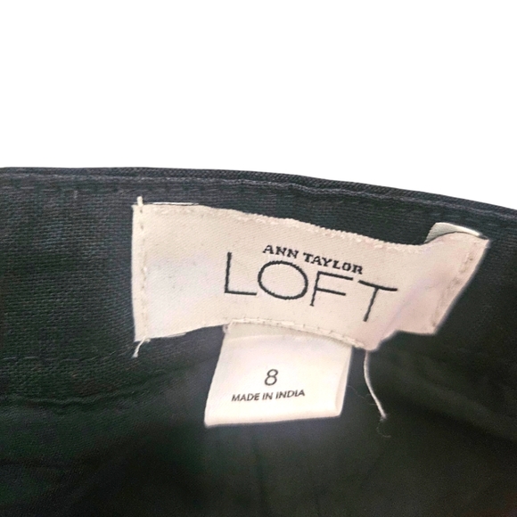 Ann Taylor LOFT Black w/ White Floral Embroidery Panel A-Line Linen Skirt, Sz 8 - Picture 2 of 7